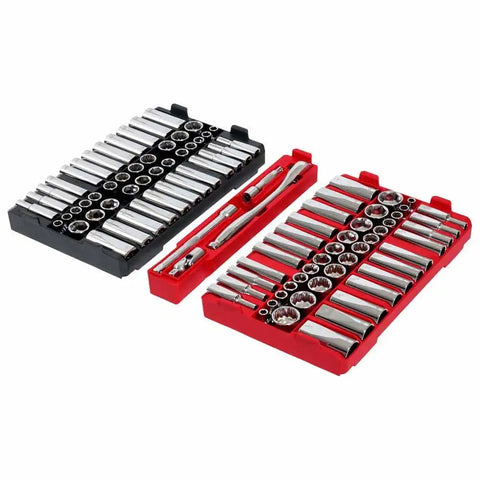 Milwaukee 48-22-9285 98pc 3/8" 6-Pt & 12-Pt Metric & SAE Ratchet & Socket Set w PACKOUT Organizer