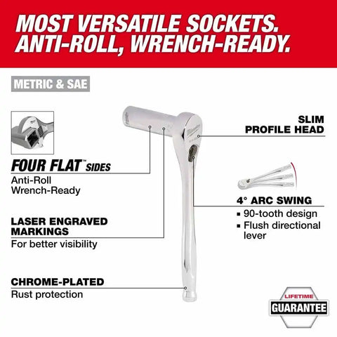Milwaukee 48-22-9285 98pc 3/8" 6-Pt & 12-Pt Metric & SAE Ratchet & Socket Set w PACKOUT Organizer