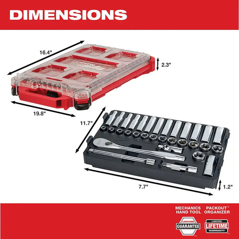 Milwaukee  48-22-9482 3/8” 32pc Ratchet and Socket Set in PACKOUT - Metric