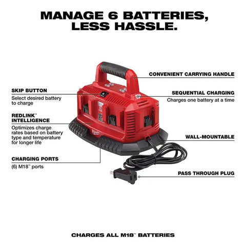 Milwaukee 48-59-1806 M18 Six Pack Sequential Charger