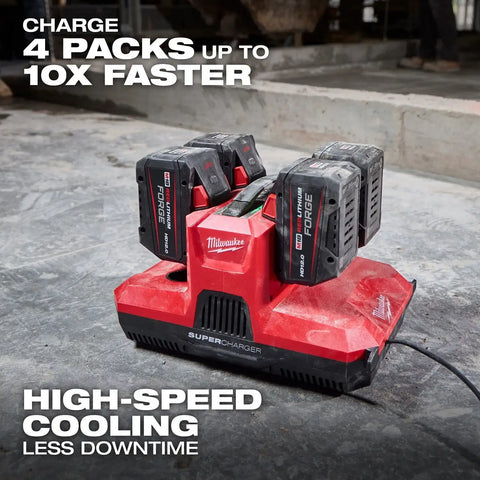 Milwaukee 48-59-1818 M18 and M12 Four Bay Simultaneous Super Charger with PACKOUT Compatibility