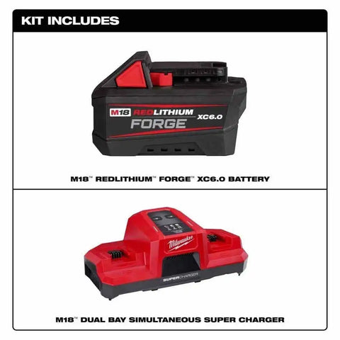 Milwaukee 48-59-1861 M18 18V Lithium-Ion High Output Starter Kit with FORGE 6.0Ah Battery and Rapid Charger
