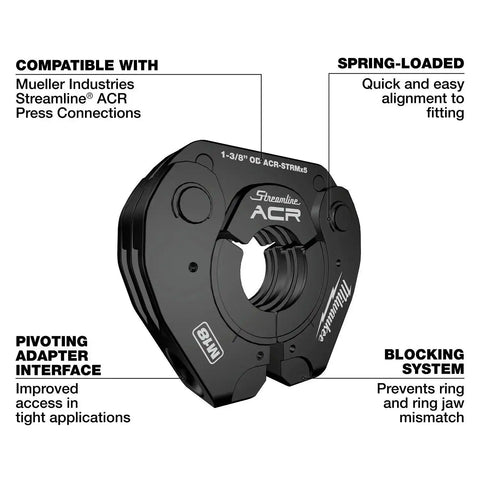 Milwaukee 49-16-2661MX 1/4" - 7/8" Streamline ACR Pivoting Press Ring Kit for M18 FORCE LOGIC Press Tool