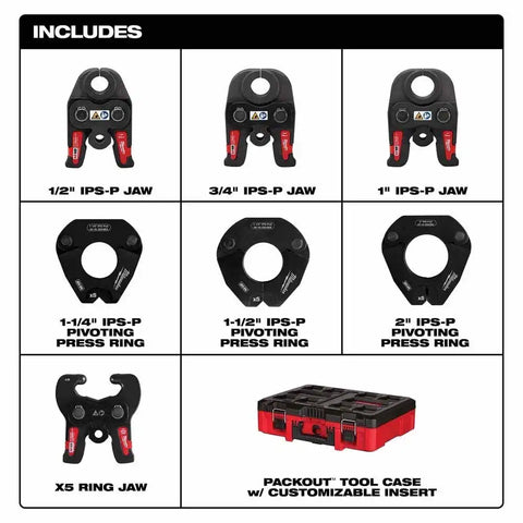 Milwaukee 49-16-2683 IPS-P Jaw and Pivoting Ring Kit-M18 FORCE LOGIC Press Tools 1/2"-2" Capacity