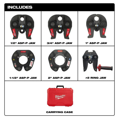 Milwaukee 49-16-2691SA 1/2" – 2" IPS-ASP Press Jaw & Ring Kit for M18 FORCE LOGIC Long Throw Press Tool