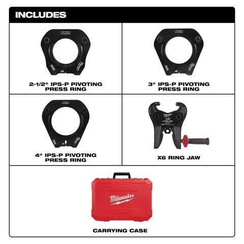 Milwaukee 49-16-2698X 2-1/2"- 4" IPS-P Pivoting Press Ring Kit for M18 FORCE LOGIC Throw Press Tool