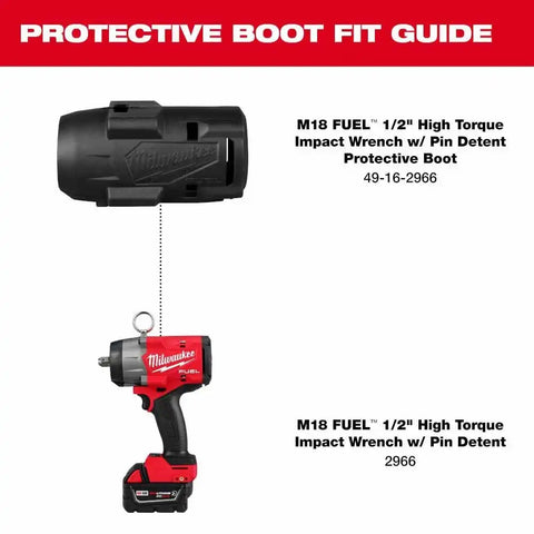 Milwaukee 49-16-2966 M18 FUEL 1/2" High Torque Impact Wrench w/ Pin Detent Protective Boot