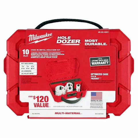 Milwaukee 49-22-4001 10 PC HOLE DOZER HVAC Hole Saw Kit