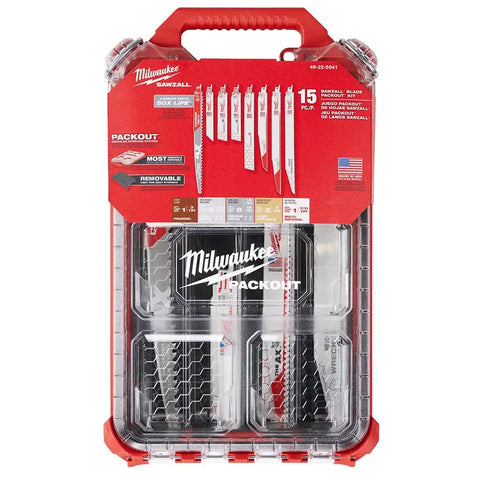 Milwaukee 49-22-5641 15PC SAWZALL Blade PACKOUT Kit