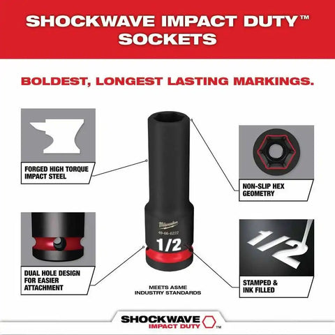 Milwaukee 49-66-6804 Shockwave Impact Duty Socket 1/2" Drive 27-Piece MM Packout Set