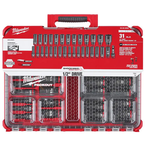 Milwaukee 49-66-6806 Shockwave Impact Duty Socket 1/2" Drive 31-Piece Packout Set