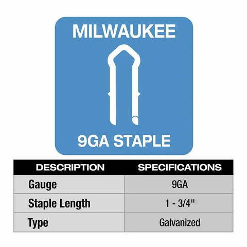 Milwaukee MPU134-960 1.75" 9 Gauge Galvanized Staples