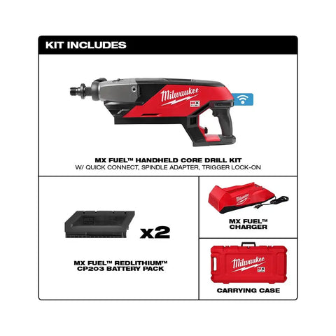 Milwaukee MXF301-2CP MX FUEL Handheld Concrete Core Drill Kit w/ Two Batteries and Charger