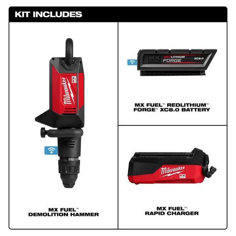 Milwaukee MXF365-1XC MX FUEL 27 lb SDS MAX Demolition Hammer Kit (8.0Ah Battery, Rapid Charger)