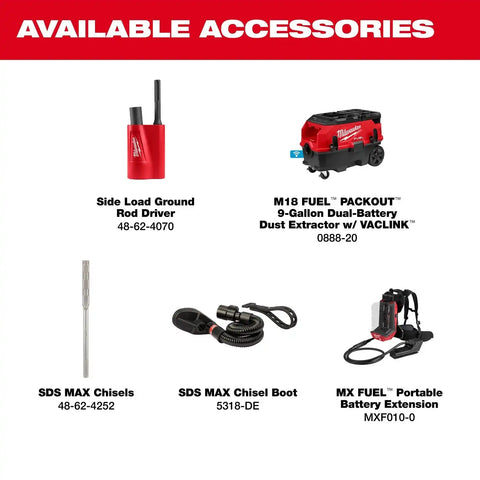 Milwaukee MXF365-1XC MX FUEL 27 lb SDS MAX Demolition Hammer Kit (8.0Ah Battery, Rapid Charger)