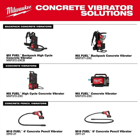 Milwaukee MXF372-2XCB MX FUEL Backpack High Cycle Concrete Vibrator Kit w/ 7' Whip / 1.75" Head
