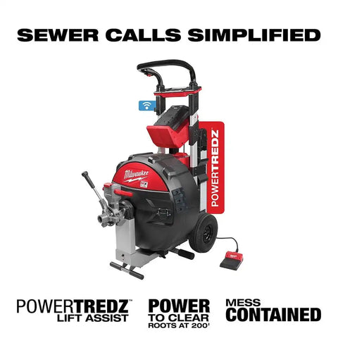 Milwaukee MXF501-1CP MX FUEL POWERTREDZ Sewer Drum Machine Drain Cleaner Kit w/ Battery and Charger
