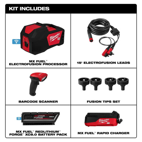 Milwaukee MXF545-XC MX FUEL Electrofusion Processor with 8.0Ah Battery Pack and Accessories