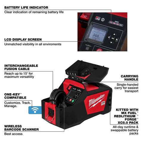 Milwaukee MXF545-XC MX FUEL Electrofusion Processor with 8.0Ah Battery Pack and Accessories